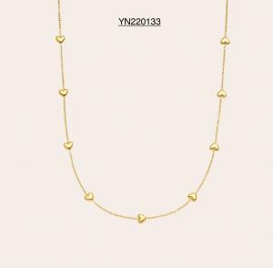 China Engagement 3d Love Heart Pendant Necklace Gold Plated Stainless Steel Chain on sale