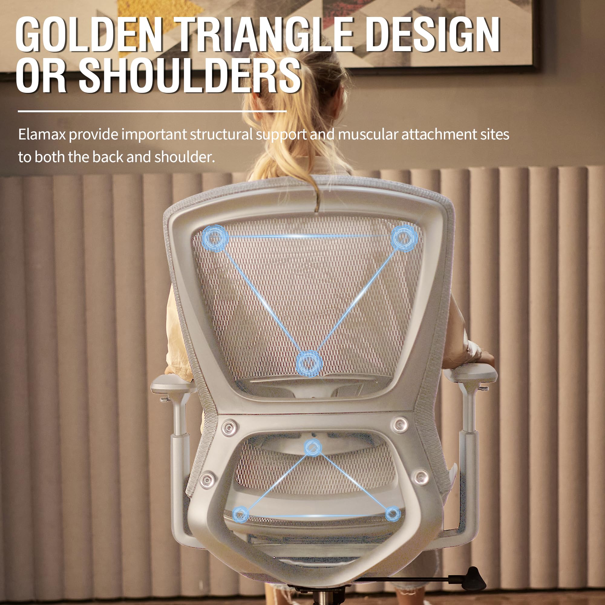 Adjustable Lumbar Support Armrests Mesh Office Chair Sturdy Task Chair with Solid Back