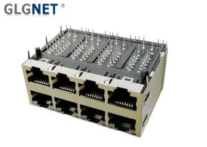 China Magnetic RJ45 Connector 2 x 4 RJ45 Multiple Port Connector 10 / 100 / 1000 Base T POE+ factory