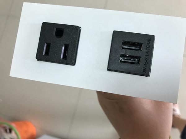 Hidden Desktop Power Sockets With 1 Outlet / 2 USB Ports , Stainless steel