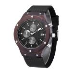 Wooden Custom Design Watches With Date Week Feather Display Black Color