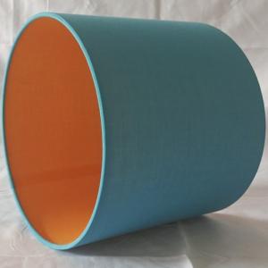 China D240*H200MM Blue TC Small Drum Shade E14 E27 With Copper Fabric Inner factory