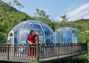China Crystal Dome House Luxury Glamping Tents With LED Lighting factory