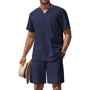 China Customised Logo Casual Beach Shorts 2 Pieces Men Henley Shirt factory
