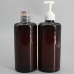 Amber Cylinder 450ml Plastic Shampoo Pump Bottles