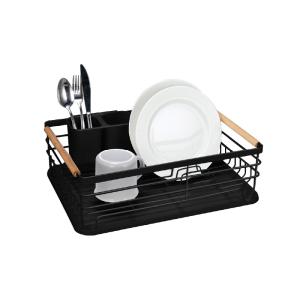 China Metal Kitchen Dish Bowl Drying Wire Racks With Detachable Plastic Drip Tray factory
