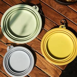 China Foldable Travel Pet Water Feeding Bowl Feeder Type Cups Pails Macaron Color Silicone Dog factory