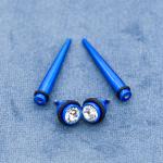 Blue Acrylic Ear Stretching Faux Taper Clear Crystal Gems Spiral Stretchers 2