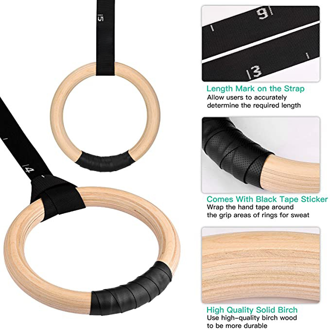 Double Circle Crossfit Pull Ups Garage Fit Wood Gym Rings Home Fitness Equipment