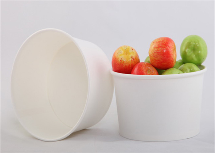 Disposable Kraft Paper Cup Food Packaging Container With Lid Flexo Printing