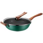 30 / 32 / 34Cm Kitchen Cookware Aluminum Non Stick Wok Pan With Lid