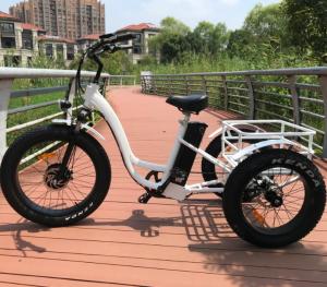 China LED Light Electric Assist Tricycle , Three Wheel Electric Trike White Color Voltage 48v factory