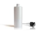 White Cylinder PET Cosmetic Bottles With Black Plastic Pump Dispenser