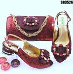 Green Ladies Shoes for Party Supoo Wedding Shoes Matching Bags African Lower