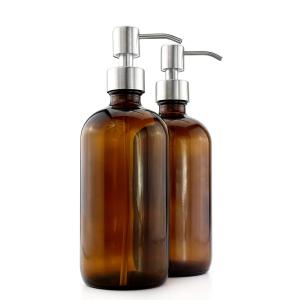 China 500ML Brown Glass Lotion Bottles With 28mm Pump Dispenser factory