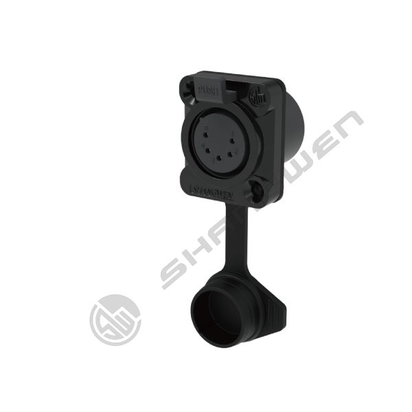 China Outdoor Audio Waterproof 5-Pin XLR Female Jack Socket Connector Panel Mount with Sealed Rubber Jacket for Power Applications factory