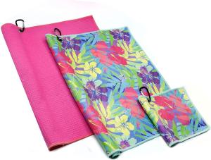 China Custom Logo Soft Microfiber Golf Waffle Towel Plain Dyed factory