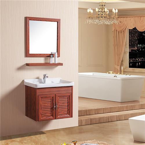 Double Doors Floating Sink Vanity , Wall Mounted Sink Cabinet With Mirror And