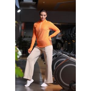 Quarter Zip With Mock Neck Performance Long Sleeve Loose Fit Moisture Wicking