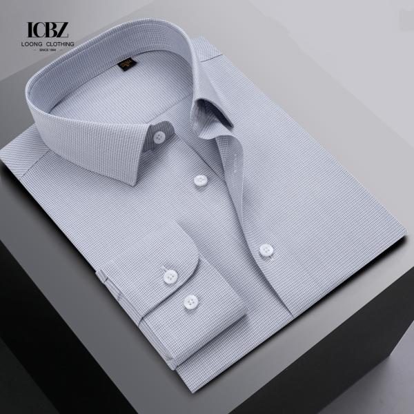 Knitted Weaving Method Men's Gothic Office Wear Rayon Polyester Dress Shirts