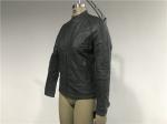 Upstyled Pleather Biker Jacket With Mandarin Collar Charcoal Tw74179