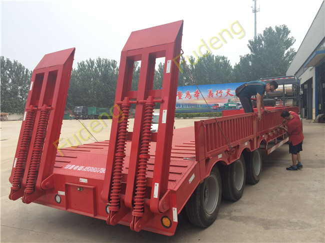 75 ton Low boy semi-trailer low bed semi truck trailer with widen device extender