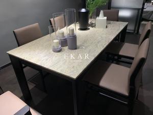 China Modern Rectangle Marble Top Solid Wood Set Dining Table Design factory