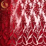Red Nigerian Wedding 3D Embroidery Lace Fabric Water Soluble 1 Yard Length