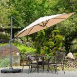 Outdoor Furniture Must-Have Large Aluminium Hand Crank Umbrella with Solar LED