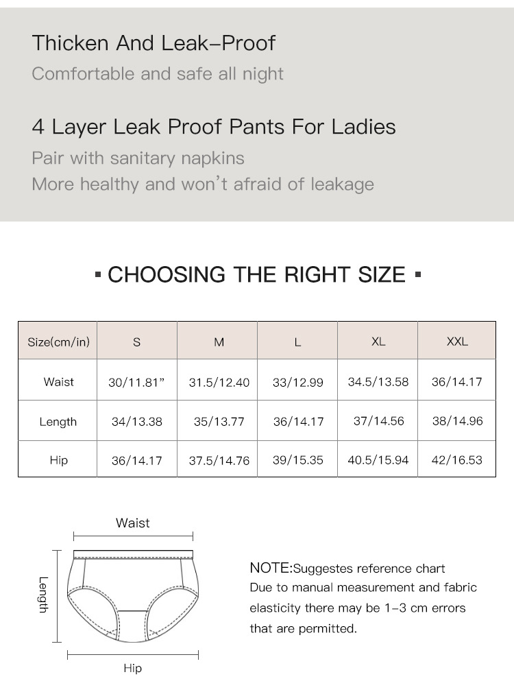 Nylon High Absorbency Period Pants Heavy Flow Tunmmy Control 4 Layer Underwear