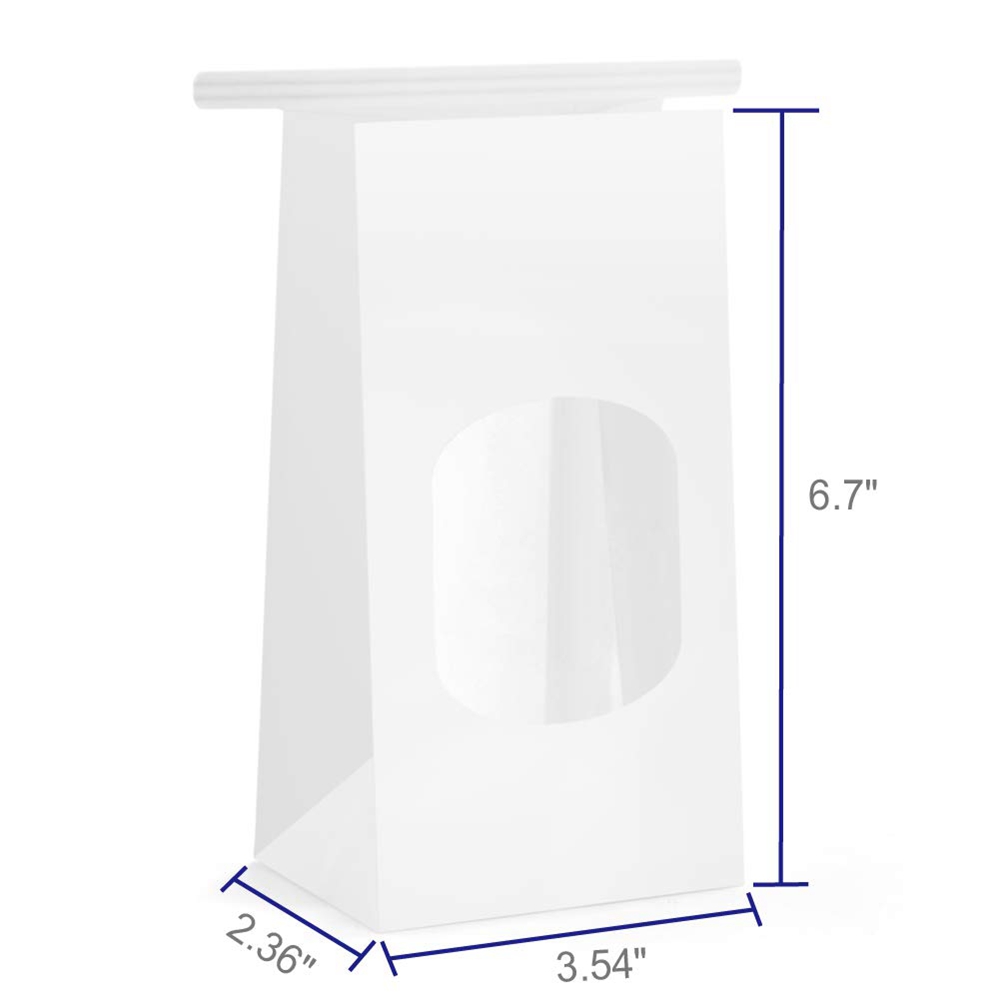 Kraft Paper Coffee Beans Packaging Paper Bags With PVC Transparent Clear Window Customized