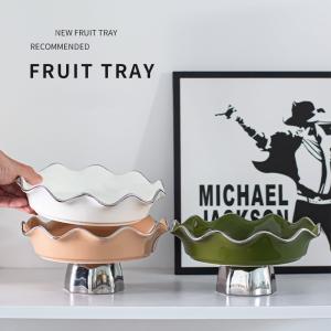 China Flower Shape Dessert Stand Ceramic Dry Fruit Tray Porcelain Dessert Plate Stoneware Fruit Plate factory