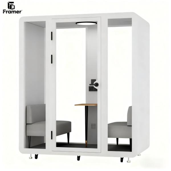 Convertible Two Person Pod Interactive Soundproof Meeting Booth White