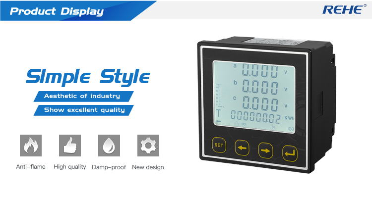 High Quality New design series 96*96mmThree Phase LCD AVHz,kwh Multi-function Multimeters