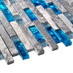 Sea Blue Grey Marble Glass Kitchen Backsplash Mosaic Tiles For Bathroom Bathtub