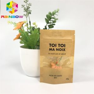 China Food Grade  Paper Bags Resealable White Paper Bag With Window Eco-friendly Packaging Pouch For Tea on sale