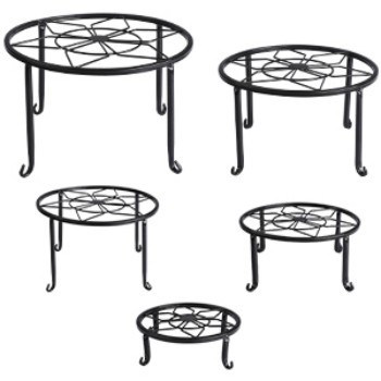 China Modern Design Black Iron Plant Stand for Indoor Outdoor Plants 5mm Thickness Rustproof factory