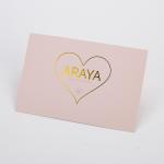 15x10cm Customized Pink Paper Thank You Card With Gold Foil Logo