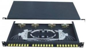 China ST adapter face plate 24 fibers Rack-Mounted Fiber Optic Terminal Box black cold-rolling steel sheet factory
