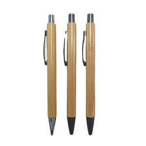 China Plastic Custom LOGO Recycled Bamboo Ball Pen Wood Ballpoint Pen Writing Width 0.5 mm factory