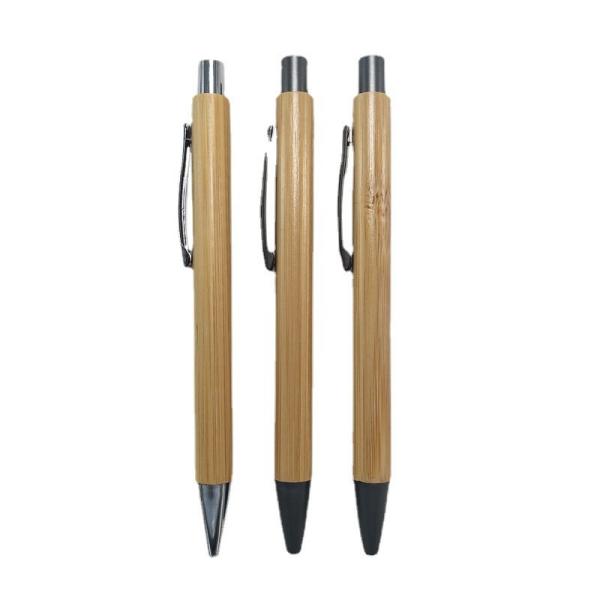 Plastic Custom LOGO Recycled Bamboo Ball Pen Wood Ballpoint Pen Writing Width 0