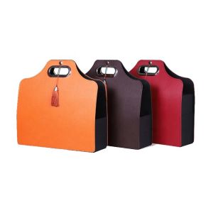 China 2 Wine Bottles Leather Gift Box factory