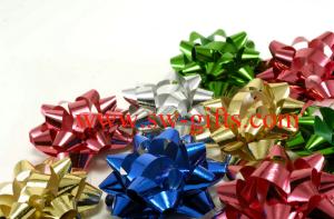 China Gift Wrapping Star Ribbon Bow for Christmas/Holiday Gold Metallic Star Ribbon Bows factory