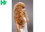 Heat Resistant Long Curly Synthetic Wigs No Lace Dark Blonde For White Women