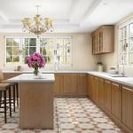 Mint Green Unassembled Kitchen Cabinets Solid Wood Walnut Kitchen Customized