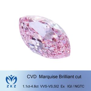 China CVD Marquise Cut 1.1ct -4.8ct VS+ SI2 Matched Jewelry NGTC IGI Certificated Fancy Light Pink Lab Grown Pink Diamonds factory