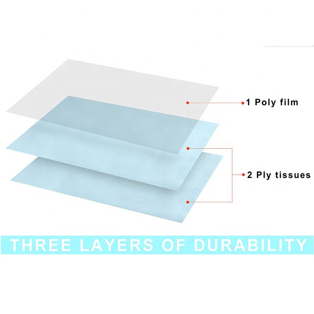 Waterproof Colorful Disposable Consumable 3ply Scarf Apron Dental Bibs