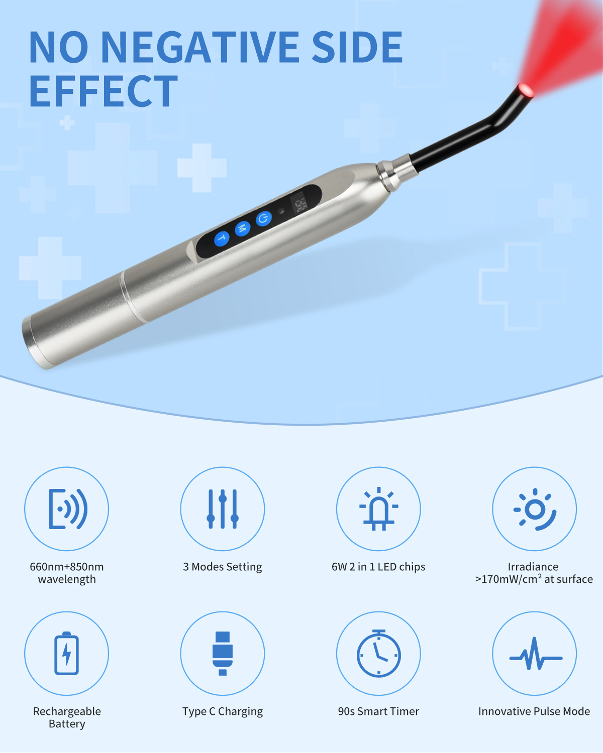 4W Red Light Therapy Pen Rechargeable Battery 800mAh For Home Use
