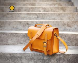 China Yellow Oversized Handbags High Quality Handmade Leather Satchel Handbag factory