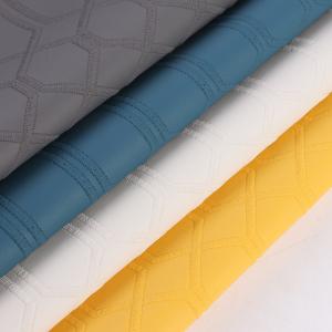 China Hexagonal Square Plaid Pattern PVC Faux Artificial Leather Fabric factory